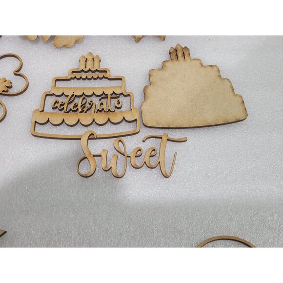 New Lot Wood Die Cut Laser Embellishment Crafts Homeschool Scrapbook 41 pcs - Picture 5 of 10